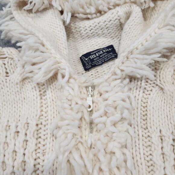 Sisandina Handicrafts Womens L Large? 100% Wool Ecuador Fringe Cardigan Sweater - Picture 10 of 15